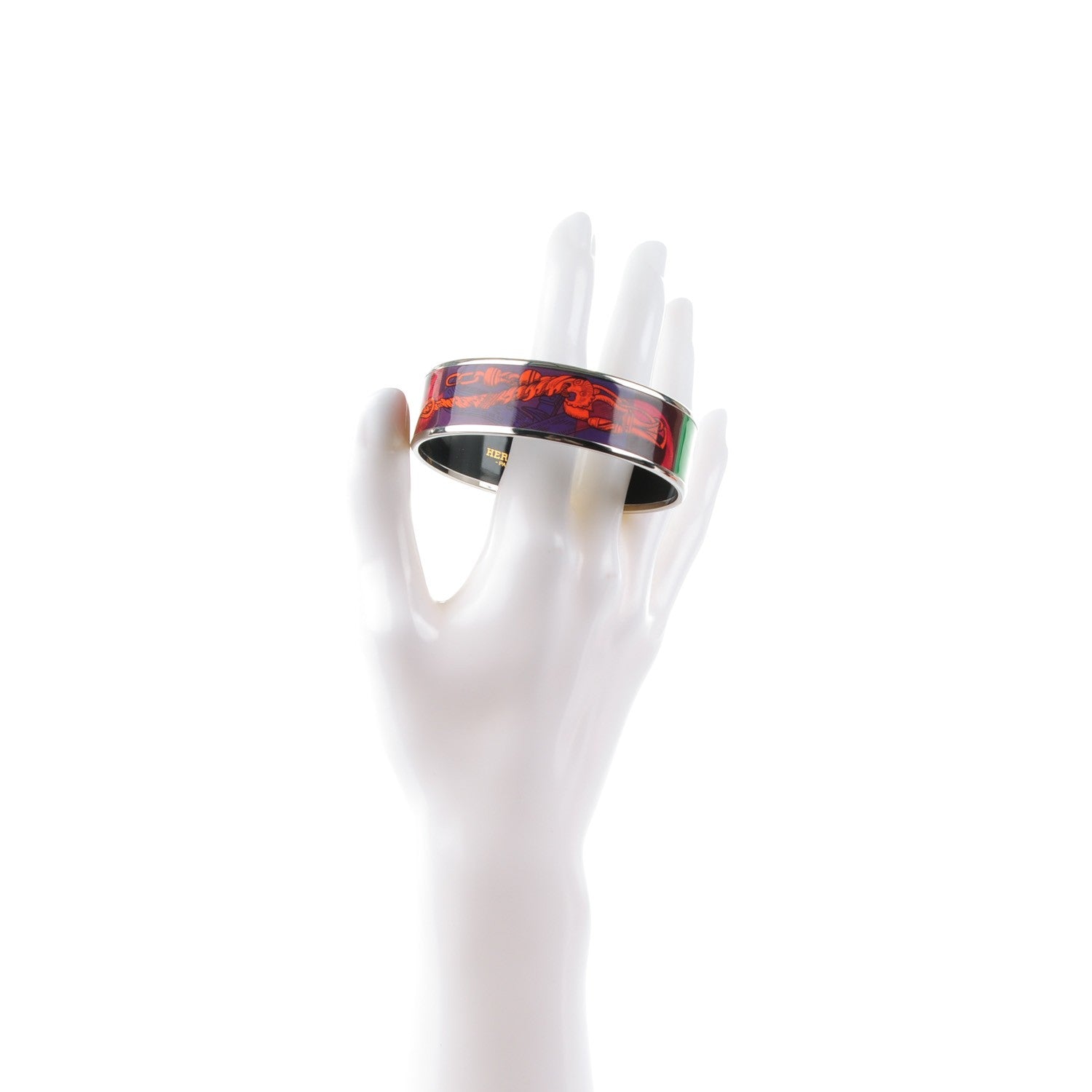 Hermes Enamel Printed Della Cavalleria Wide Bracelet 65 Cacao 2 of 5