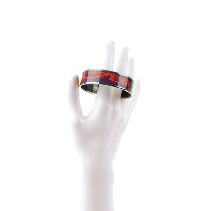 Hermes Enamel Printed Della Cavalleria Wide Bracelet 65 Cacao 2 of 5