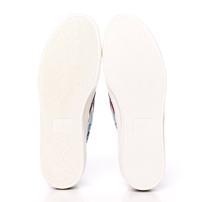 Gucci GG Supreme Monogram Blooms Womens Slip On Sneakers 37.5 Beige Blue Navy Red 5 of 9