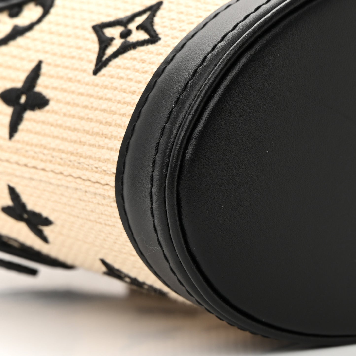 Cotton Calfskin Monogram Nano Bucket Bag Black