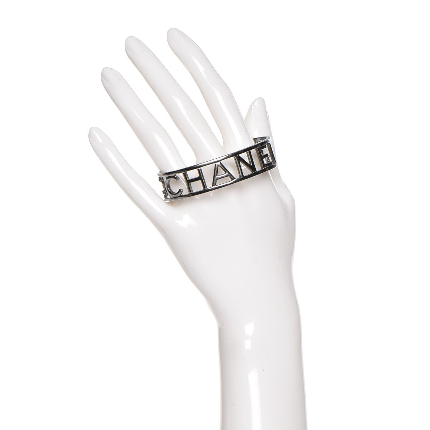Chanel Metal Logo Cuff Silver 2 of 6