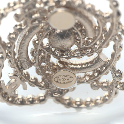 Chanel Lucite Pearl Crystal Lace Camellia CC Cuff Light Gold 4 of 5