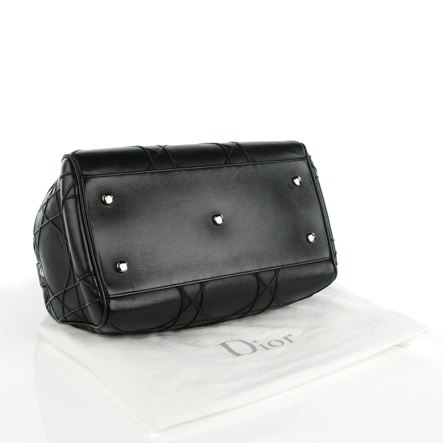 Christian Dior Lambskin Cannage Granville Polochon Black 4 of 8