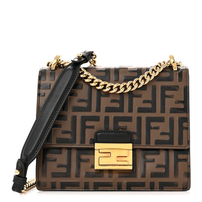 Fendi Vitello Liberty Bi-Color FF 1974 Embossed Small Kan U Shoulder Bag Maya Black 1 of 21
