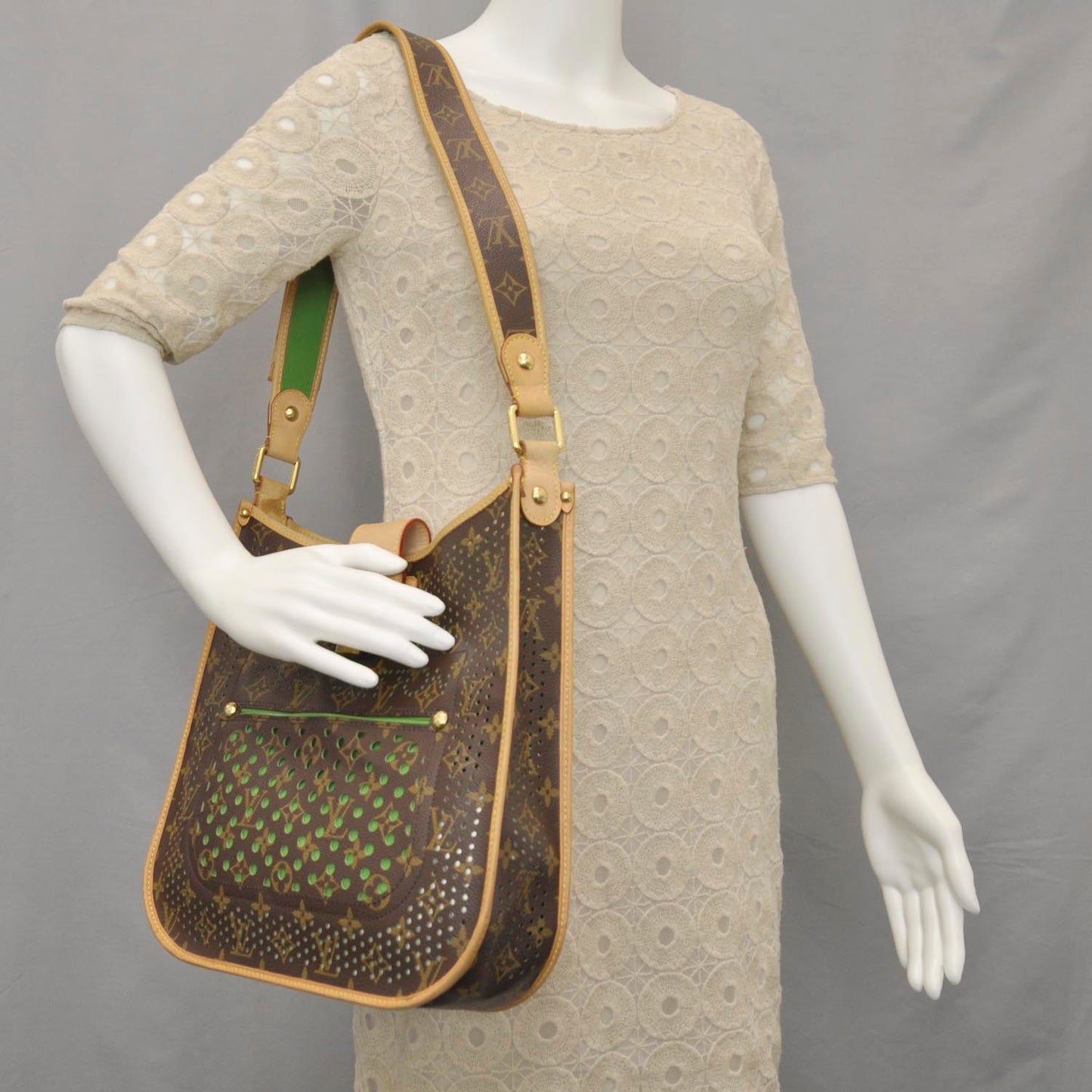 Monogram Perforated Musette Green