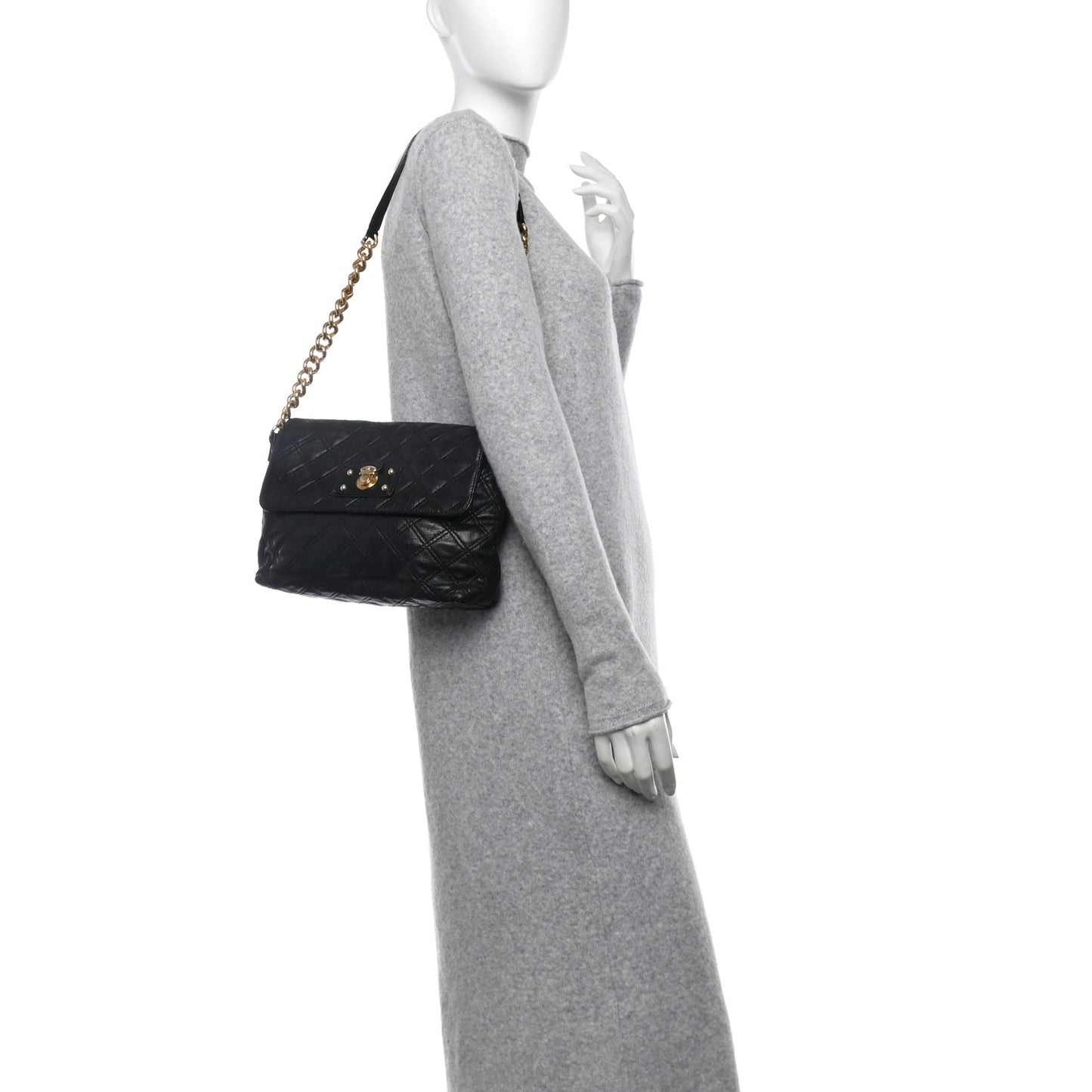Lambskin Quilted The Large Single Flap Black