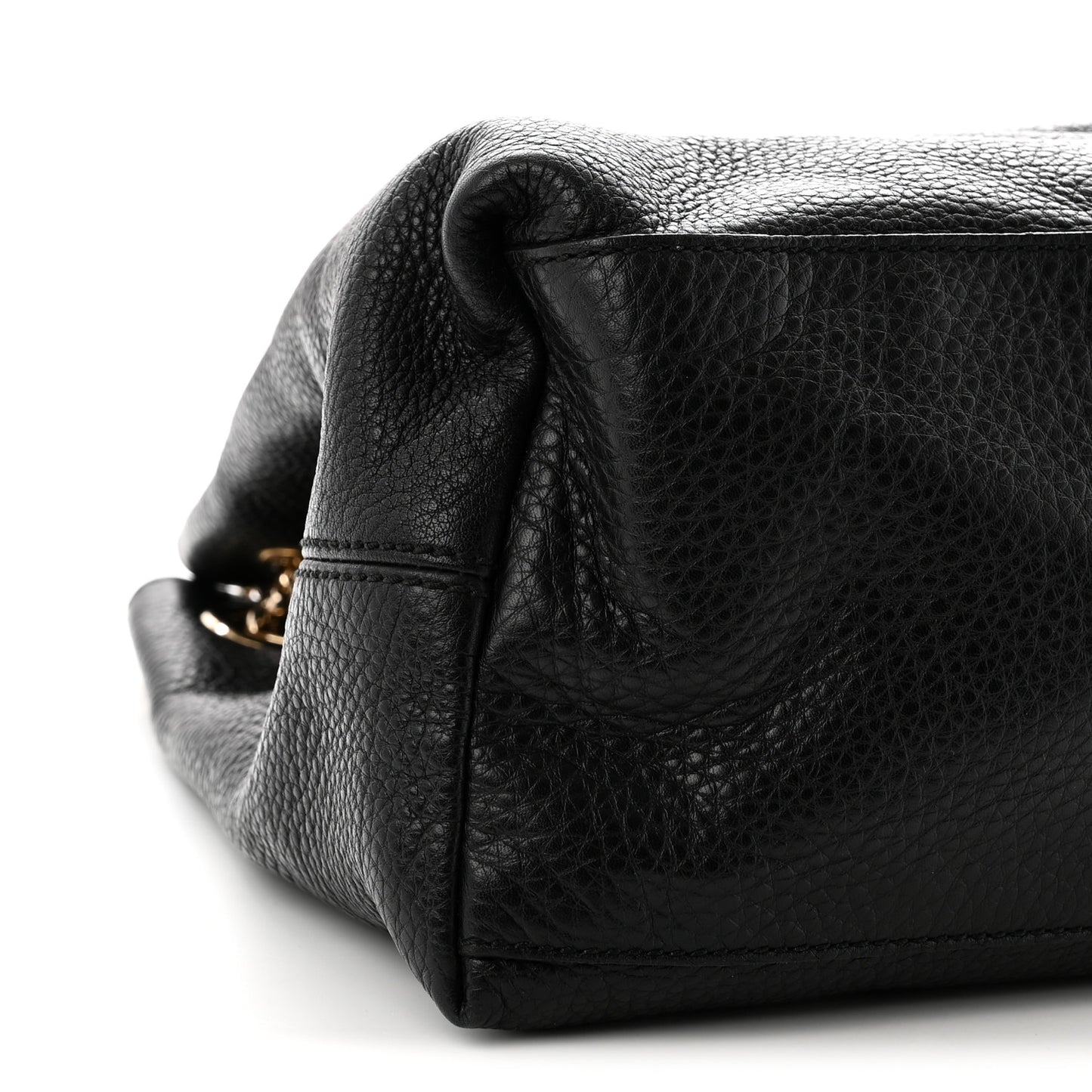 Pebbled Calfskin Medium Soho Chain Shoulder Bag Black