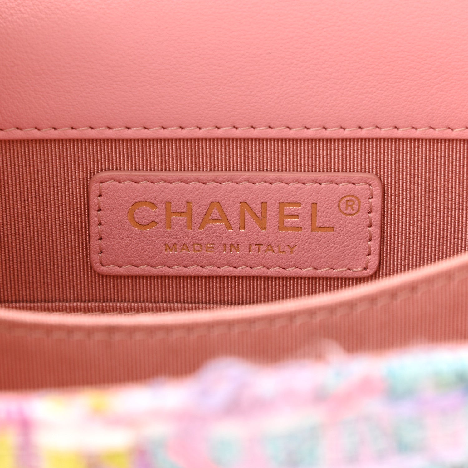 Chanel Calfskin Tweed Quilted North South Boy Flap Pink 6 of 10