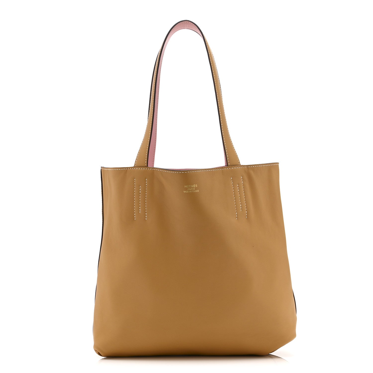 Hermes Veau Sikkim Swift Double Sens 28 Reversible Tote Rose Sakura Curry 1 of 17