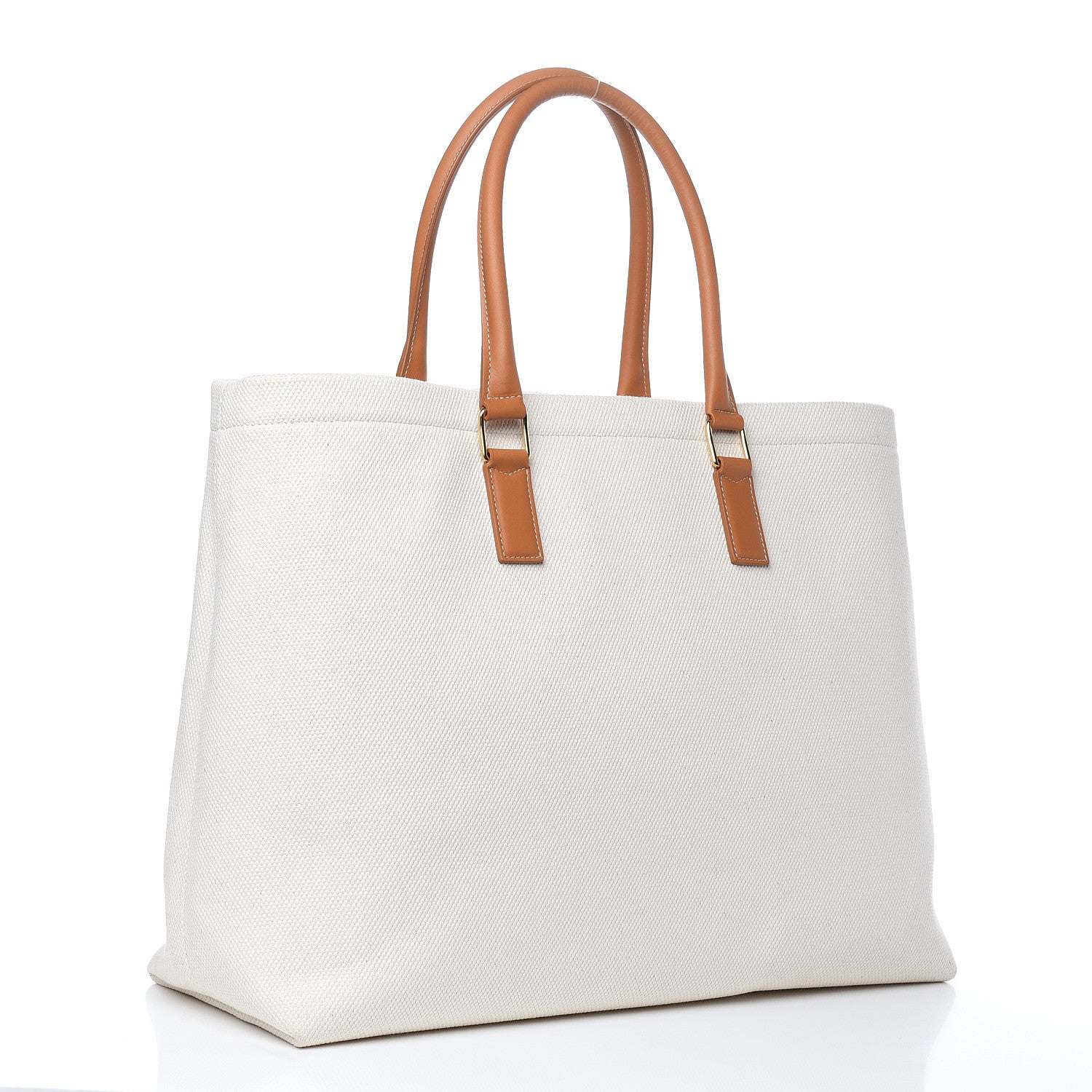 Celine Canvas Calfskin Horizontal Cabas Natural Tan 3 of 10