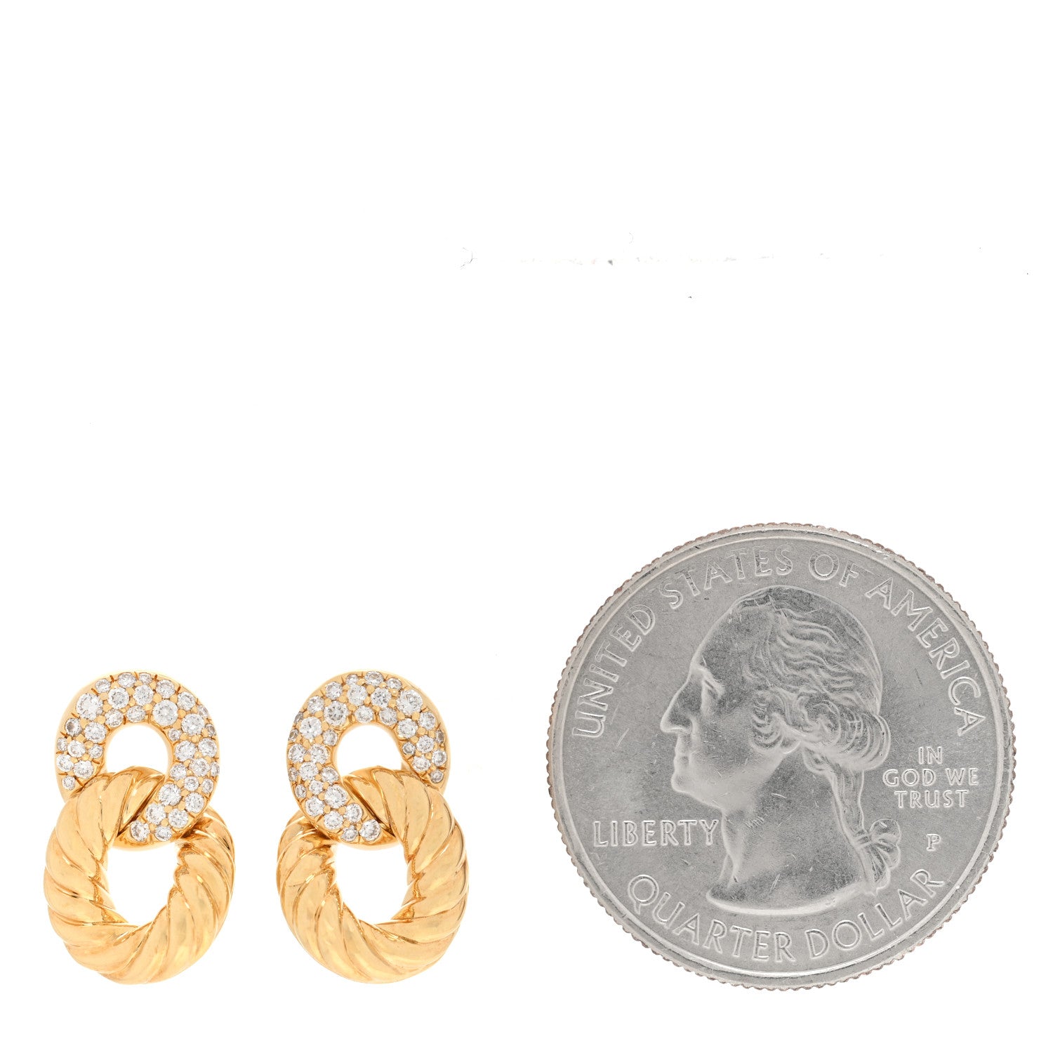 David Yurman 18K Yellow Gold Diamond Extra Small Belmont Curb Link Drop Earrings 2 of 4