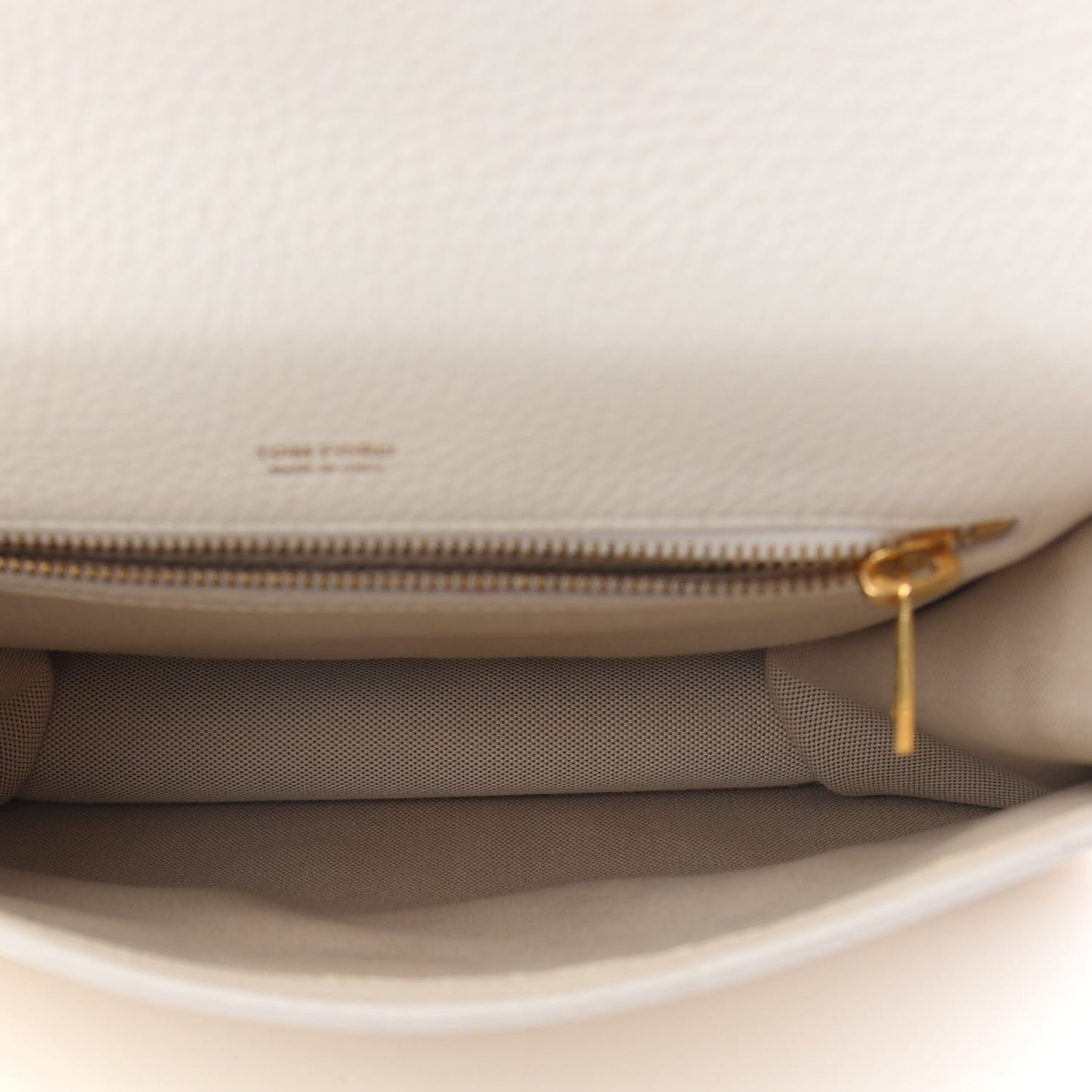 Grained Calfskin Large T Clasp Tara Crossbody Bag White