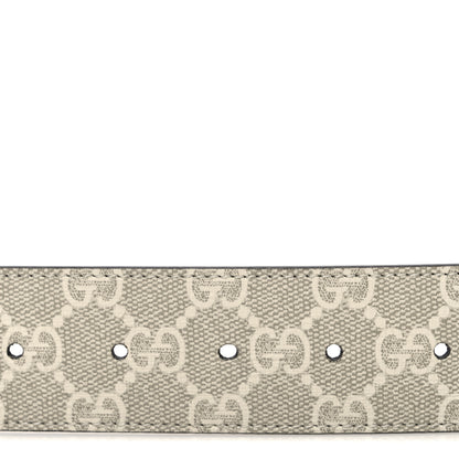 Gucci GG Supreme Monogram Plutone Calfskin Enamel Double G 40mm Belt 75 30 Beige Ebony Mystic White 3 of 5