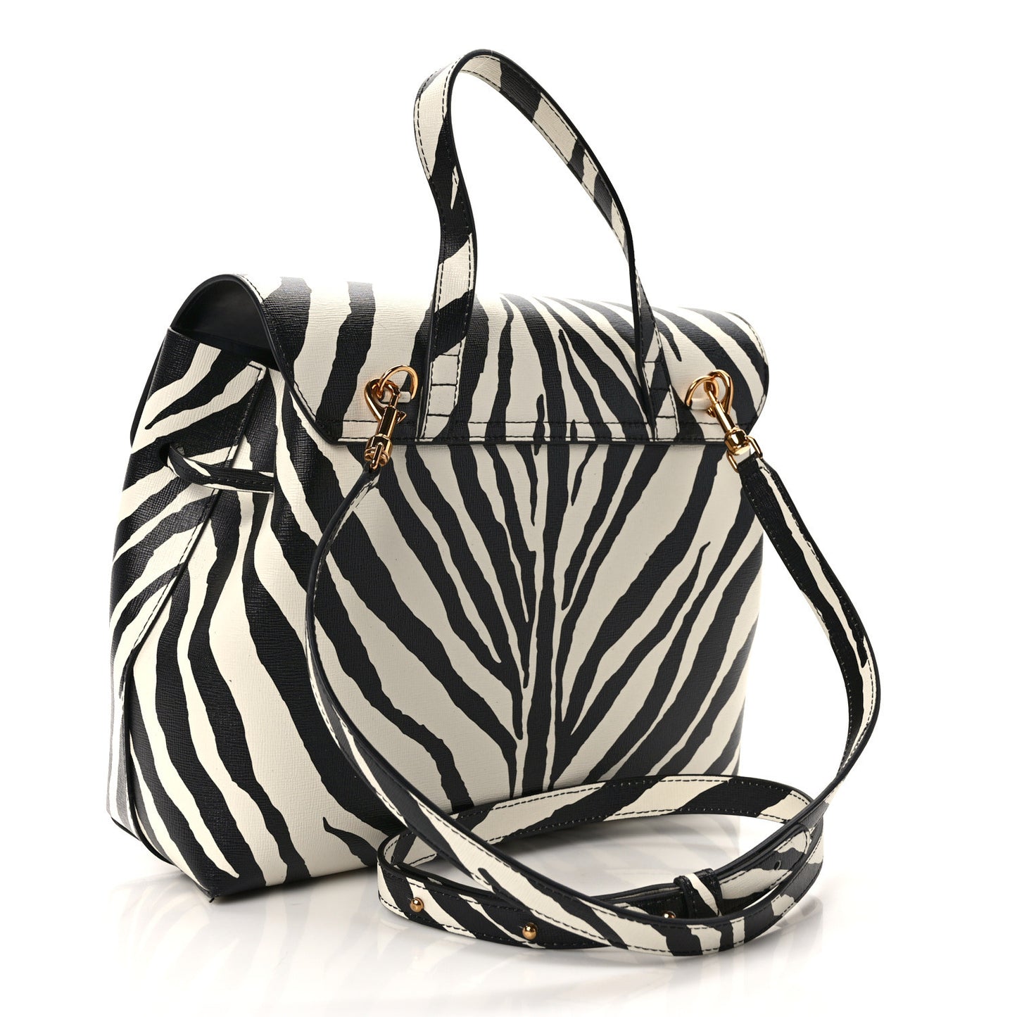 Saffiano Zebra Print Mini Lady Bag Black White