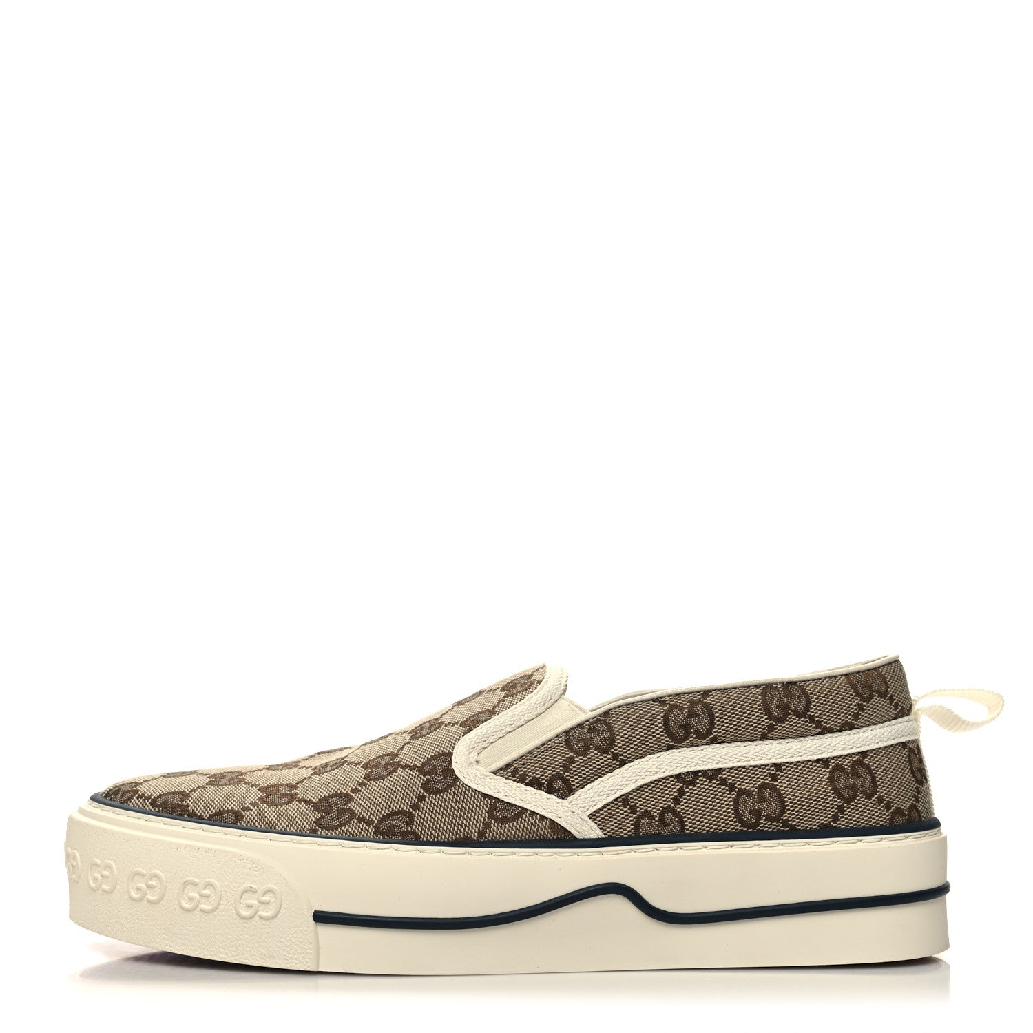 Gucci GG Monogram Womens 1977 Tennis Slip On 30mm Sneakers 39 Beige Ebony Mystic White 1 of 7