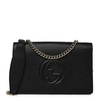 Gucci Pebbled Calfskin Soho Wallet on Chain Black 1 of 9