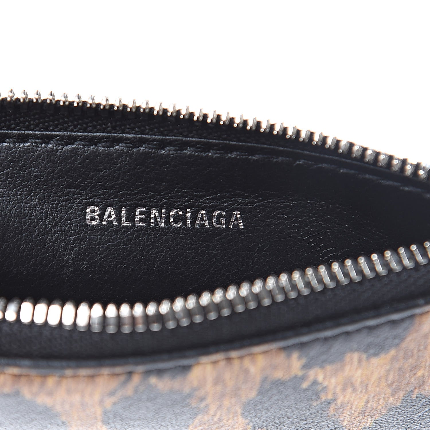 Balenciaga Calfskin Logo Leopard Print Cash Long Coin Card Holder Beige White 6 of 7
