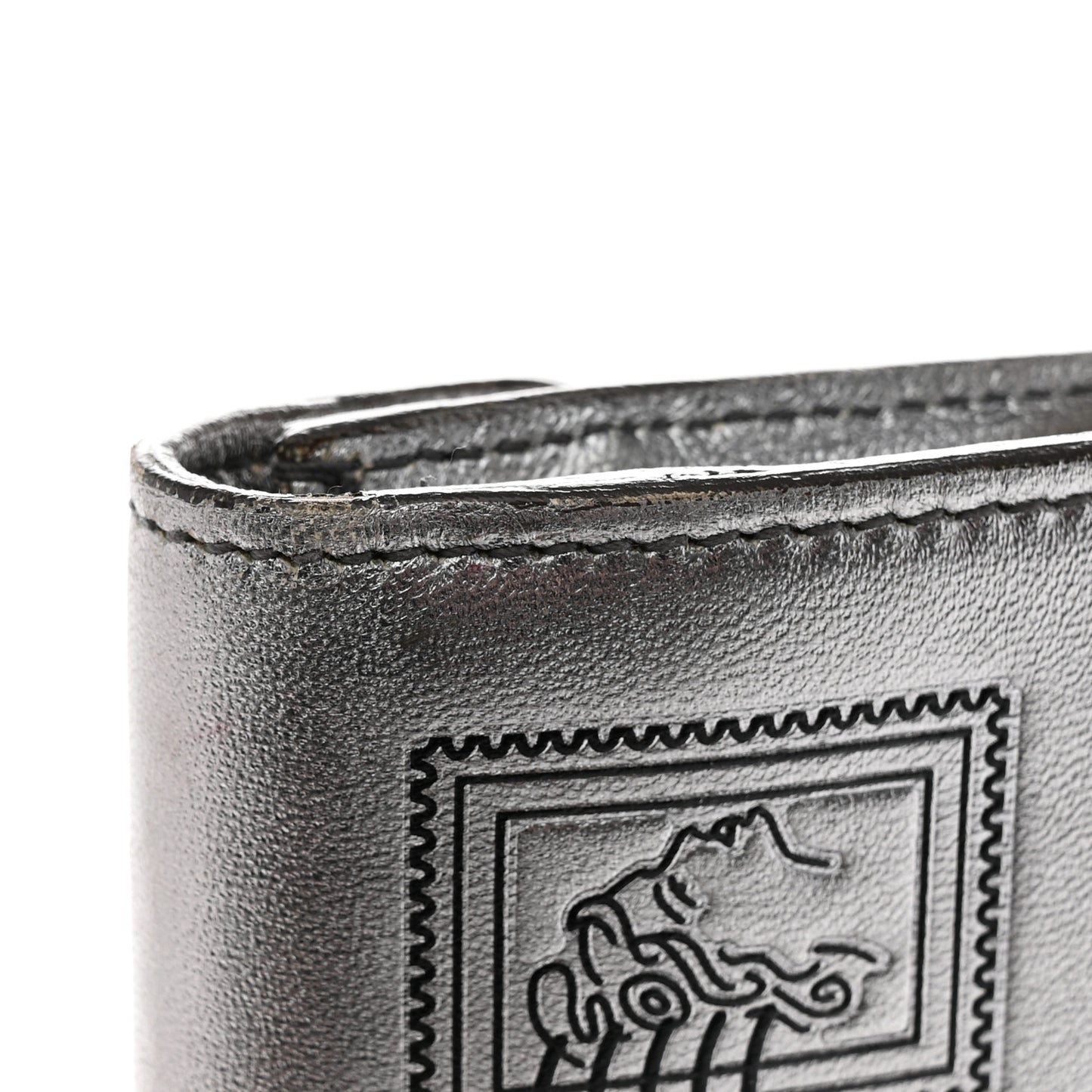 Metallic Calfskin Y-Mail Clutch Silver