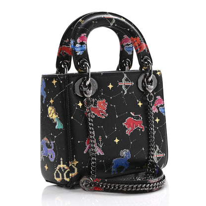 Christian Dior Calfskin Pixel Zodiac Mini Lady Dior Black Multicolor 3 of 8
