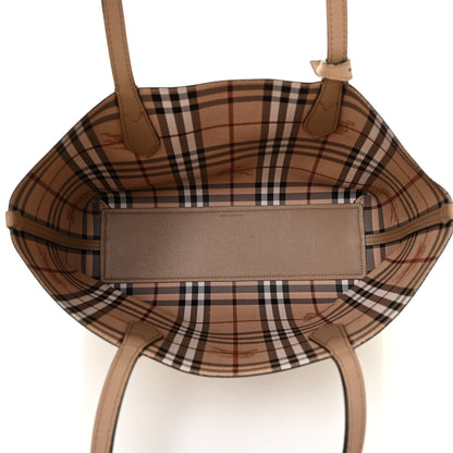 Burberry Grainy Calfskin Haymarket Check Small Reversible Tote Mid Camel 7 of 23