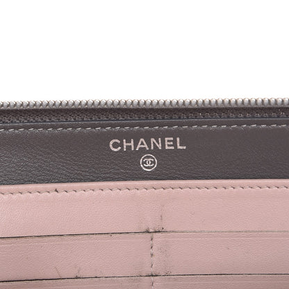 Chanel Calfskin Stitched Large Zip Around Wallet Silver 6 of 13