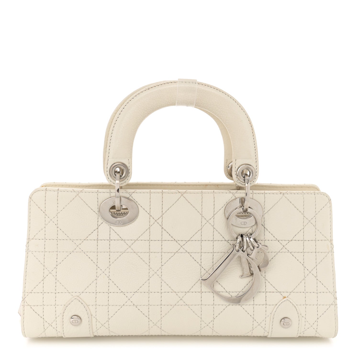 Christian Dior Calfskin Cannage Stitched Small East West Lady Dior White 1 of 16