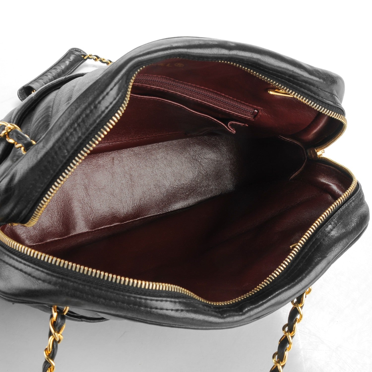 Chanel Lambskin Chevron Quilted Camera Case Black 5 of 8