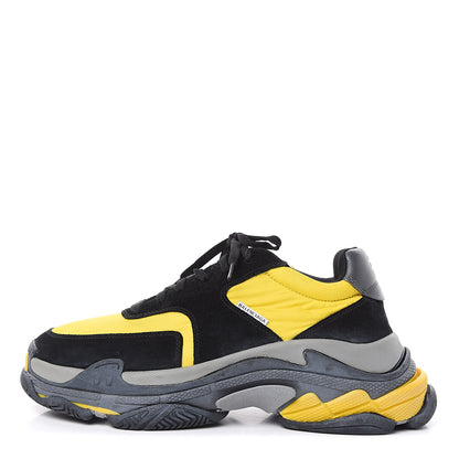 Balenciaga Nylon Suede Mens Triple S 2.0 Sneakers 43 Black Jaune Gris 1 of 8
