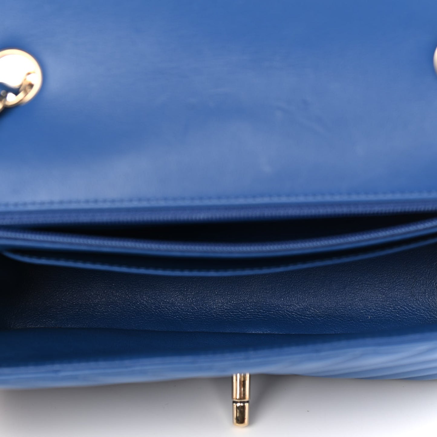 Lambskin Chevron Quilted Mini Rectangular Flap Blue