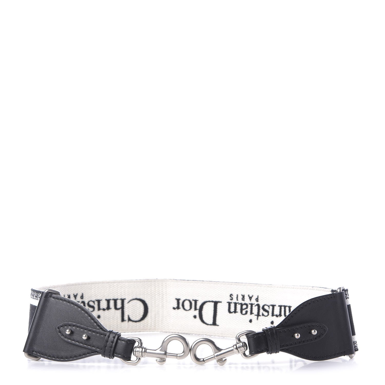 Christian Dior Canvas Embroidered Shoulder Strap Black White 2 of 4