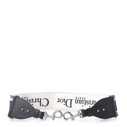 Christian Dior Canvas Embroidered Shoulder Strap Black White 2 of 4