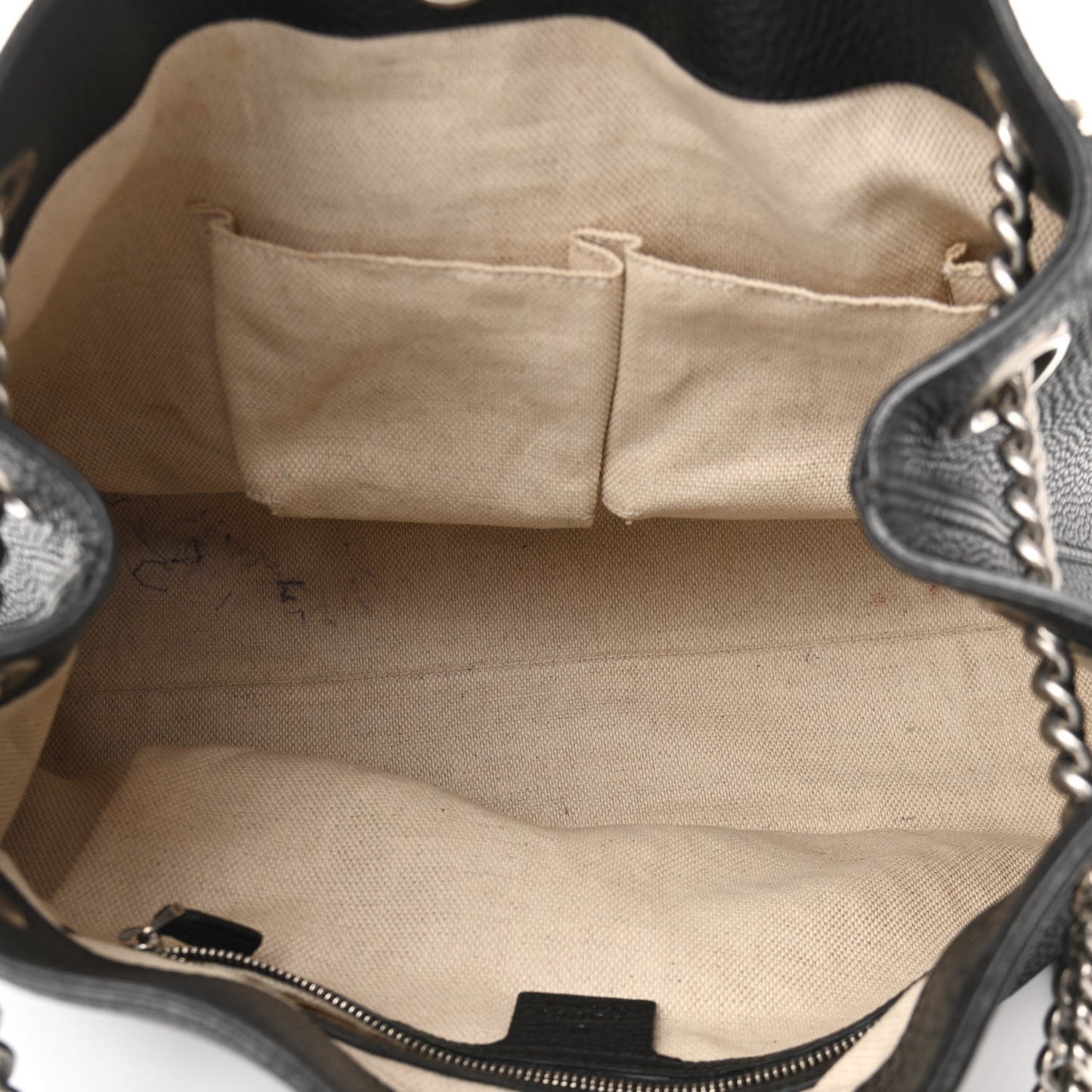 Pebbled Calfskin Studded Medium Soho Chain Shoulder Bag Black