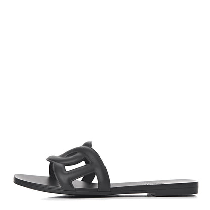 Hermes Rubber Aloha Sandals 37 Black 1 of 8