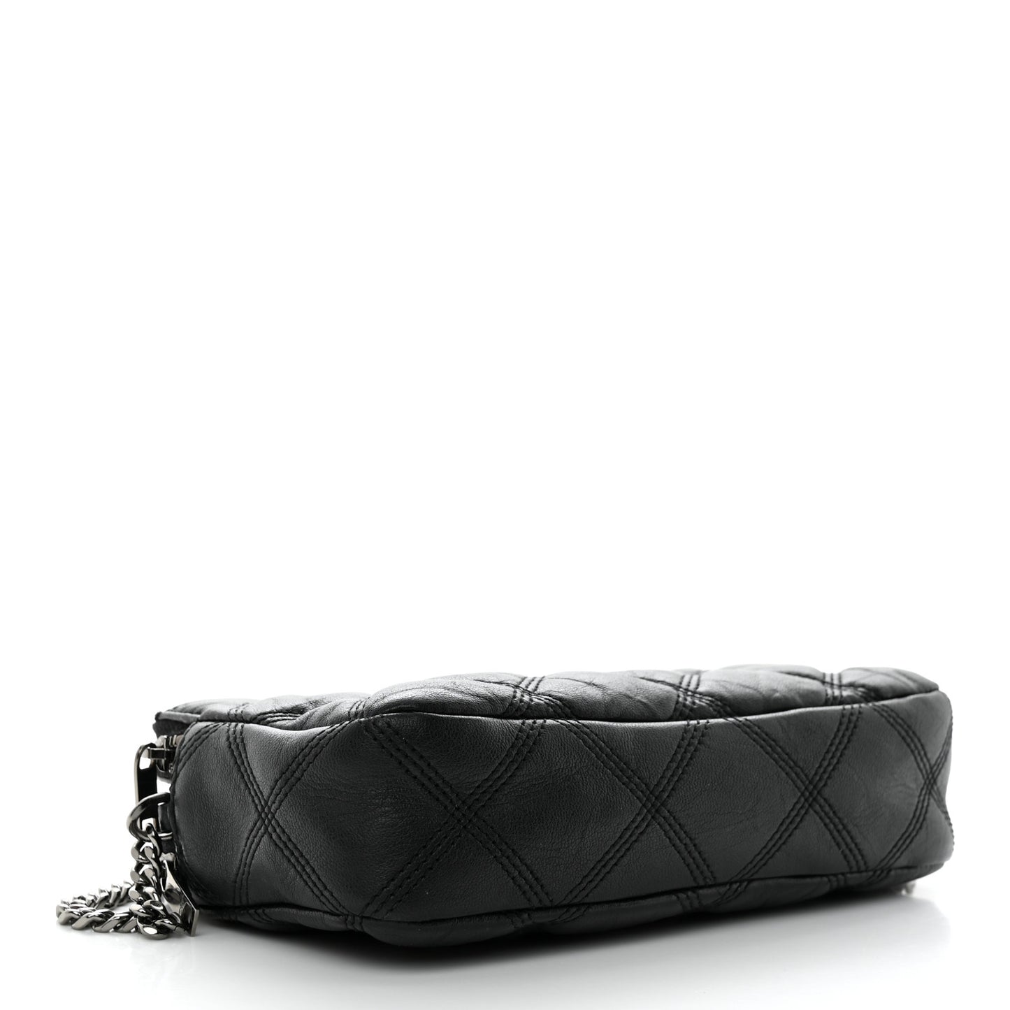 Grained Lambskin Quilted Mini Becky Double Zip Bag Black