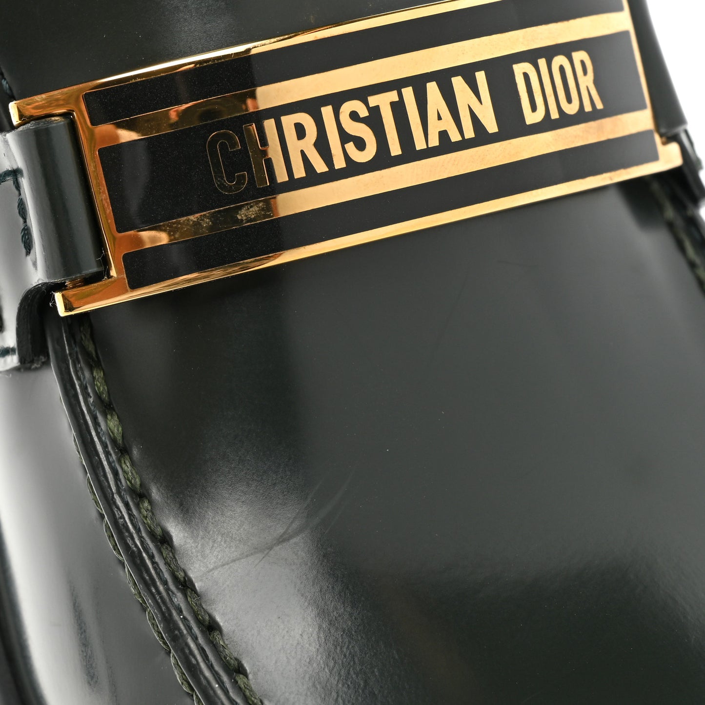 Brushed Calfskin Dior Code Lug Sole 15mm Loafers 38 Green