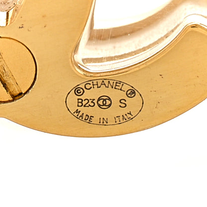 Chanel Metal Resin CC Square Drop Earrings Gold Transparent 3 of 4