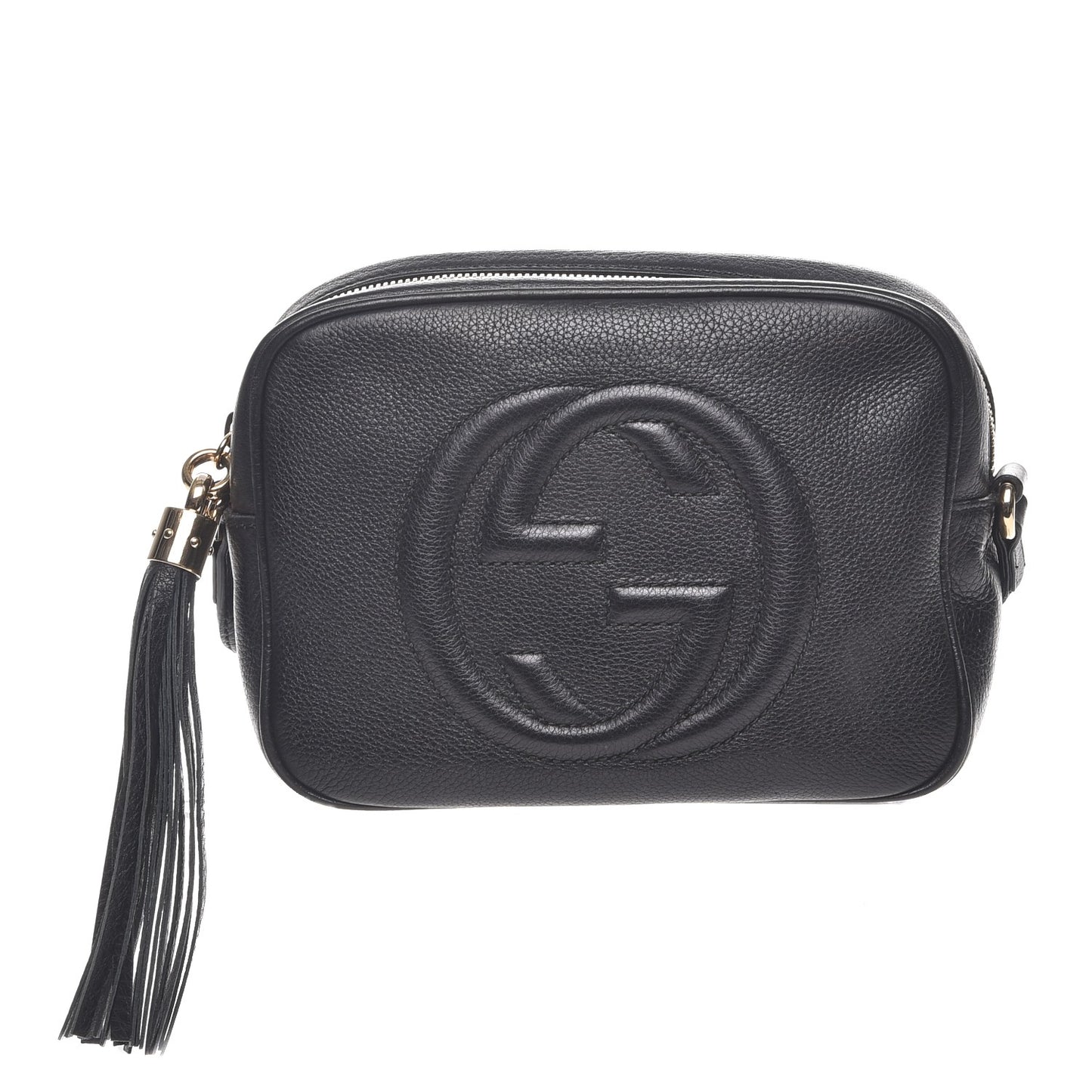 Pebbled Calfskin Small Soho Disco Bag Black