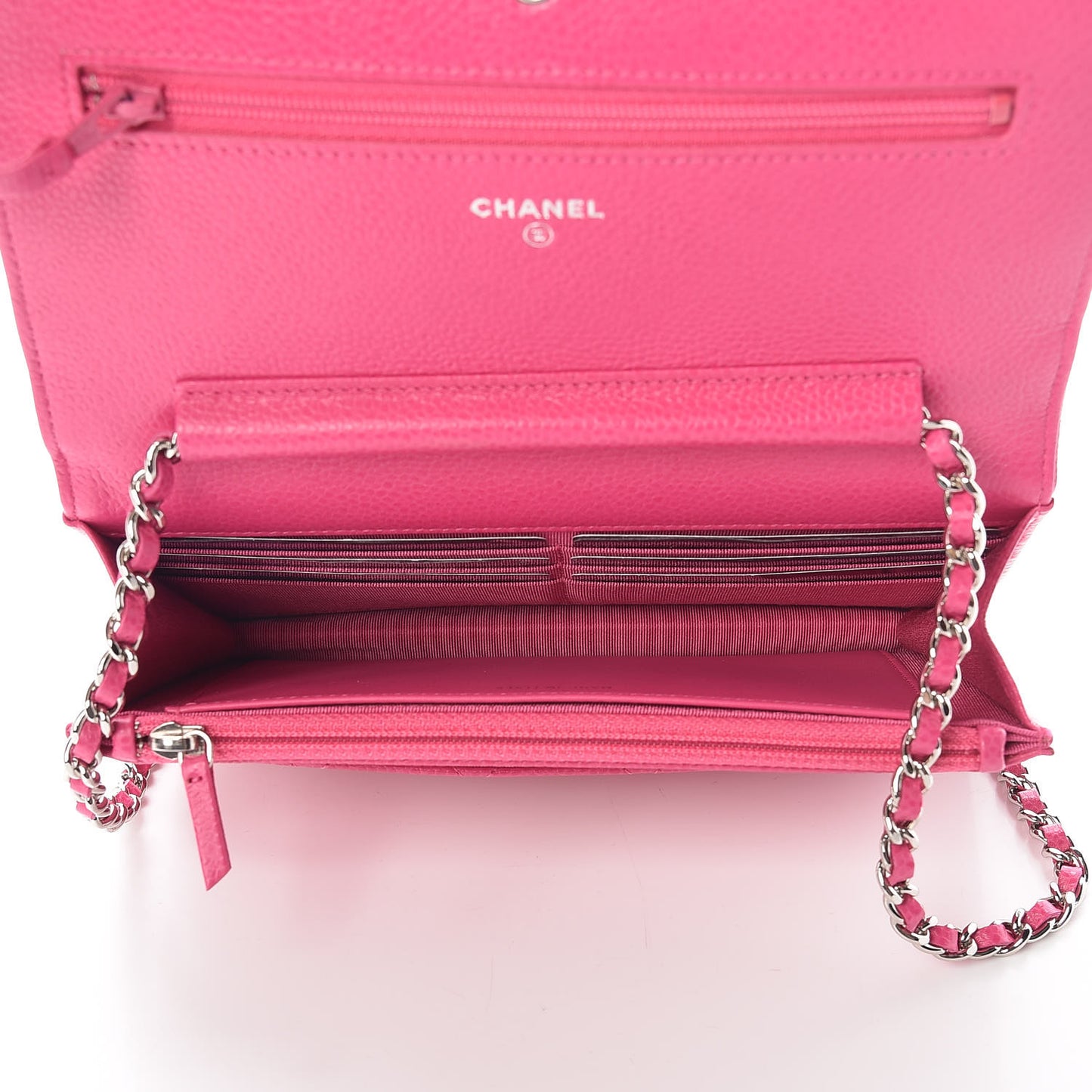 Caviar Quilted Wallet on Chain WOC Pink