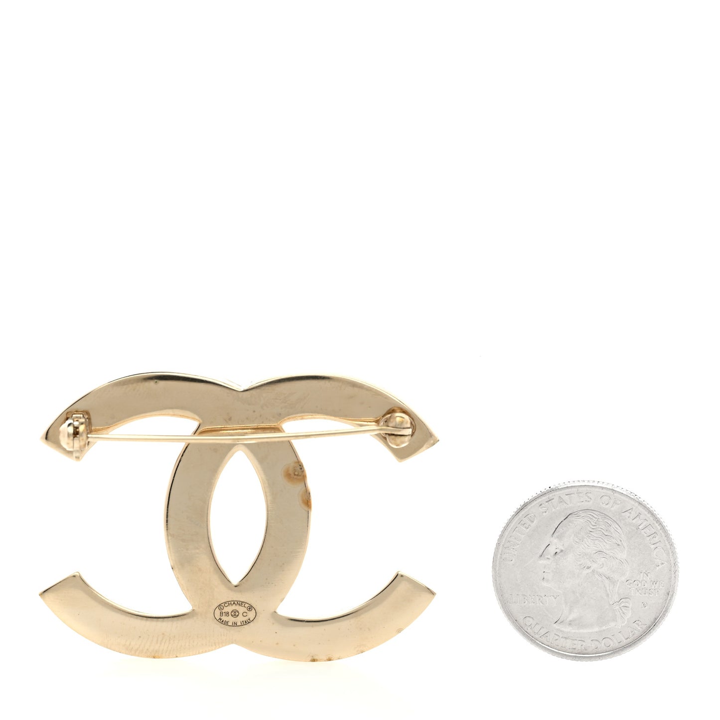 Baguette Crystal Quilted CC Brooch Gold