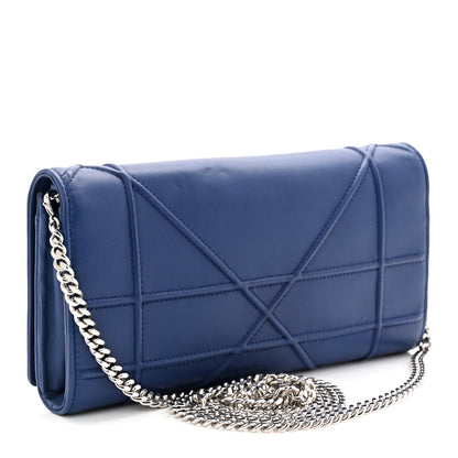 Christian Dior Lambskin Diorama Croisiere Chain Wallet Blue 3 of 9