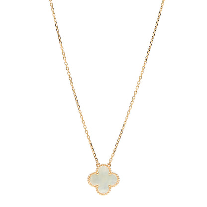 Van Cleef & Arpels 18K Yellow Gold Mother of Pearl Vintage Alhambra Pendant Necklace 1 of 8