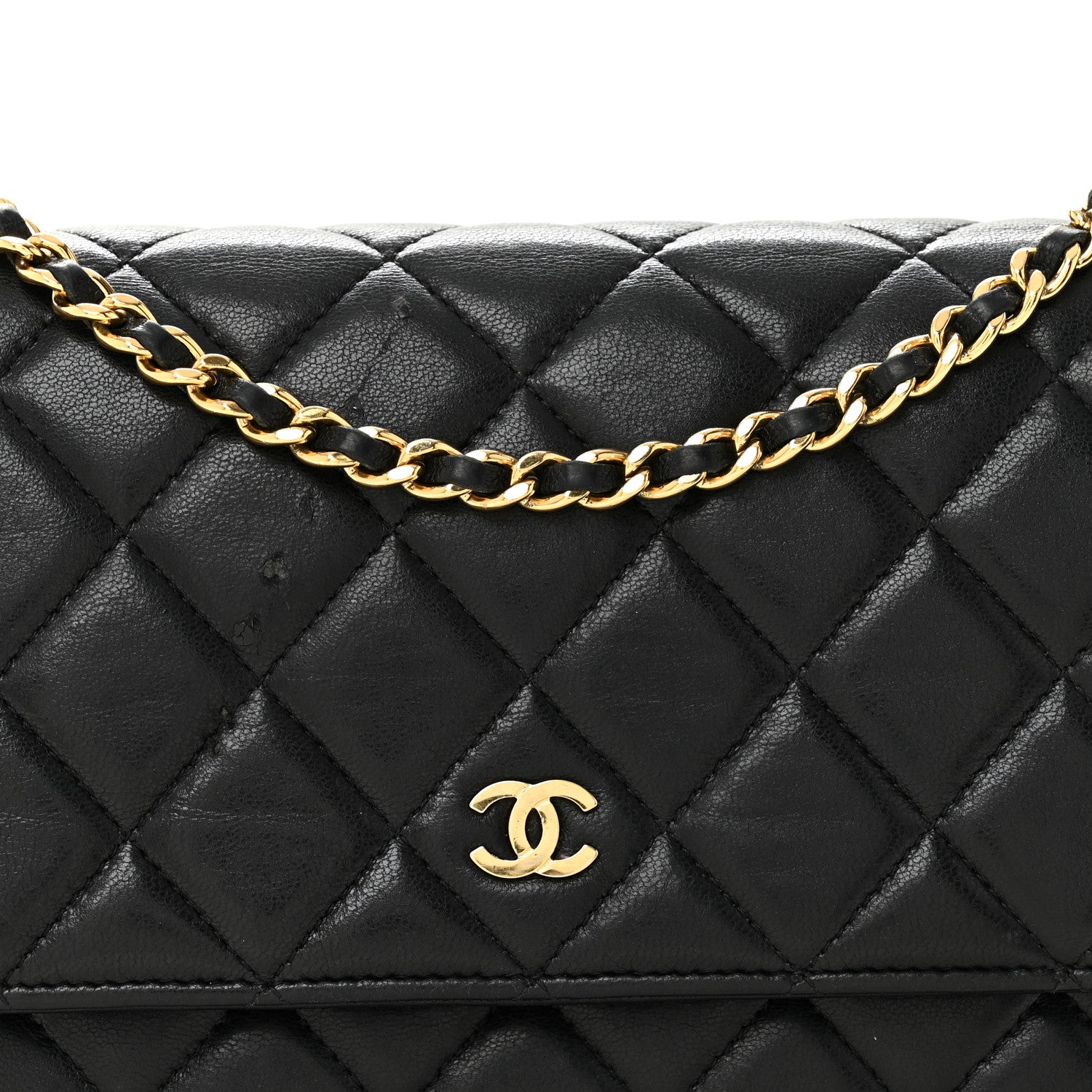 Chanel Lambskin Quilted Wallet On Chain WOC Black 9 of 13