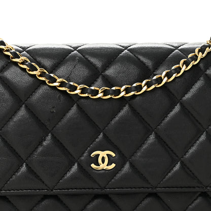 Chanel Lambskin Quilted Wallet On Chain WOC Black 9 of 13