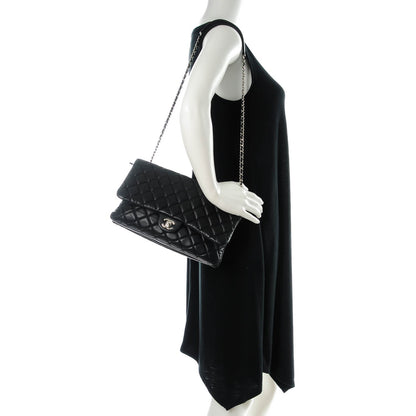 Chanel Lambskin Quilted Jumbo 3 Flap Black 2 of 8