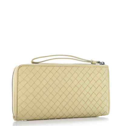 Bottega Veneta Nappa Intrecciato Half Zip Around Wallet Paille 2 of 11