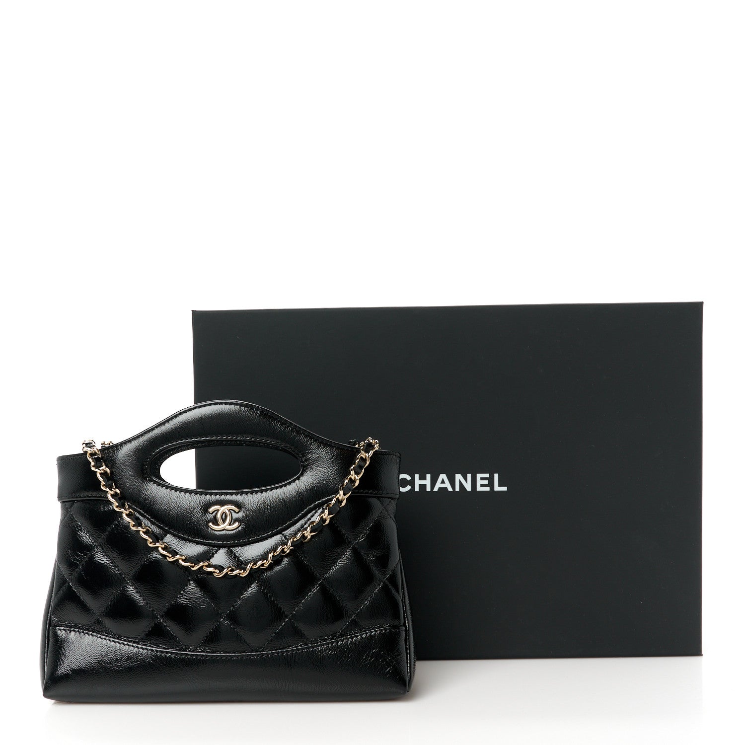 Chanel Shiny Crumpled Calfskin Quilted Nano 31 Shopping Bag Black 11 of 11