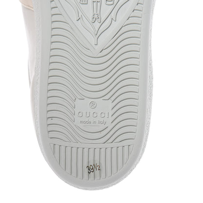 Gucci Calfskin Stripe Womens New Ace Sneakers 39.5 New Mystic White Ecru Red Flame 7 of 9