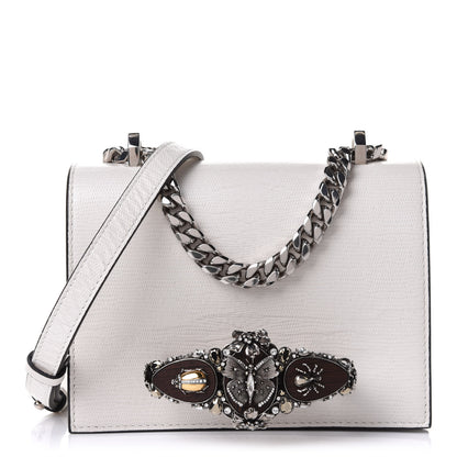 Alexander McQueen Lizard Embossed Calfskin Butterfly Knuckle Crossbody White 1 of 12