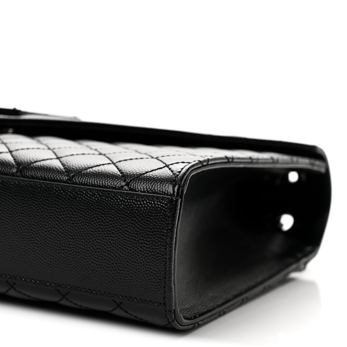 Saint Laurent Grain De Poudre Textured Mixed Matelasse Large Triquilt Monogram Monochrome Satchel Black 10 of 13