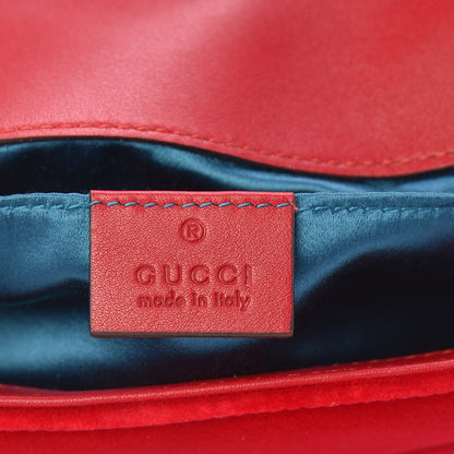 Gucci Velvet Matelasse Mini GG Marmont Shoulder Bag Hibiscus Red 6 of 10
